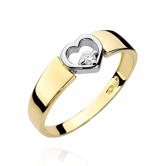 Gold Verlobungsring Herz mit 0,04 ct Diamant