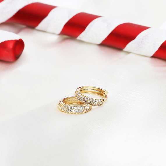 Kreis Ohrringe Gold 585 kleine Kugeln auf Snap 1,2 cm