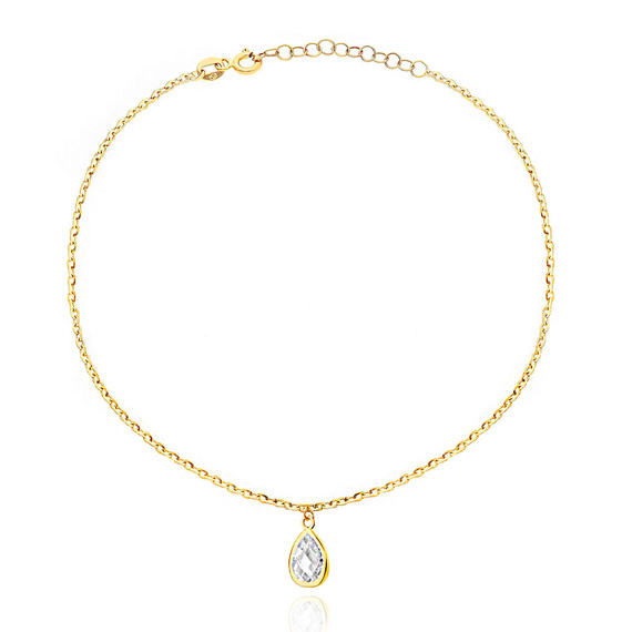 Gold-Bein-Armband mit Ringen 585 feierlichen Kreisen und Zirkonen