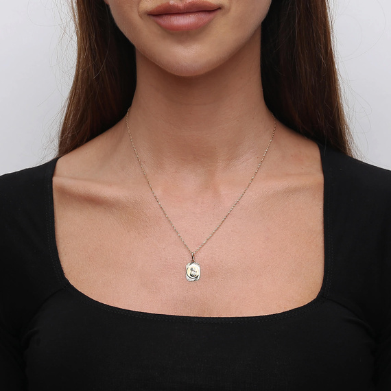 Goldener Anhänger Medaille Blume 585 Muttergottes von Tschenstochau mit Jesuskind