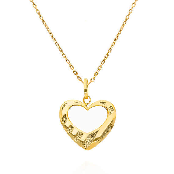 Goldener Anhänger Herz 585 diamantiert 3D Gelbgold
