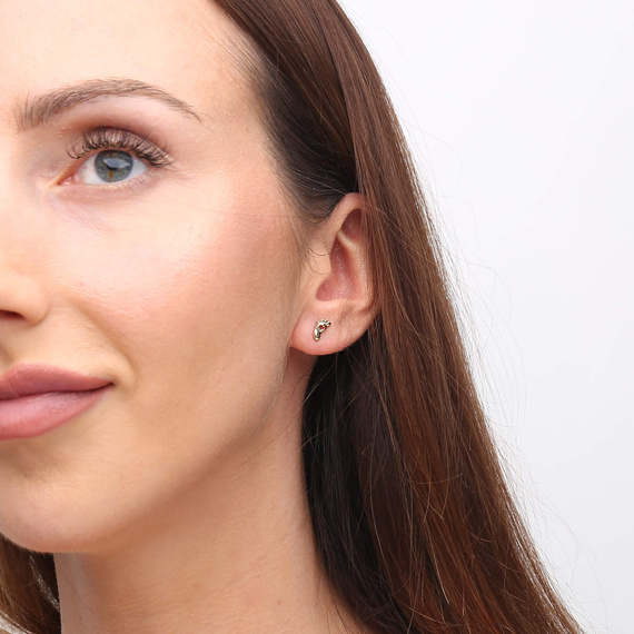 Goldene Ohrringe glatt 585 mit Herz für Mama