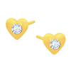 Goldherz-Ohrringe mit Zirkonia auf einem 585 Daisy-Stift