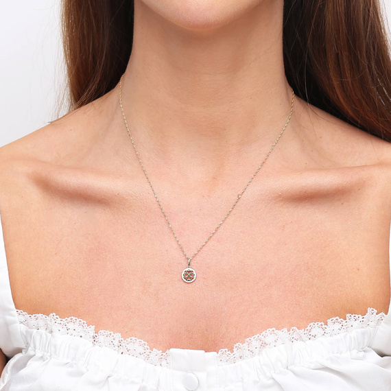 Goldklee-Anhänger 585 Kleeblatt Kreis Zirkonia