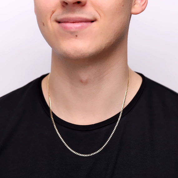 Herren-Goldkette 585 Panzerkette 2,5 mm Länge 55 cm