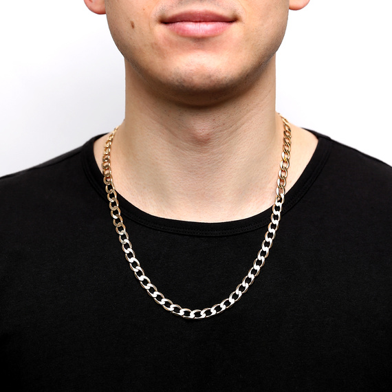 Herrenkette gold massiv 585 Panzergeflecht 8 mm 55 cm