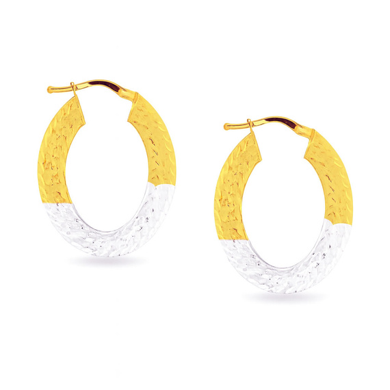 Gold ovale kreisförmige Ohrringe 30 mm zweifarbig 585