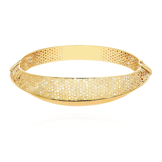 Gold 585 Frauen durchbrochene Armspange Armband steif dekorativ