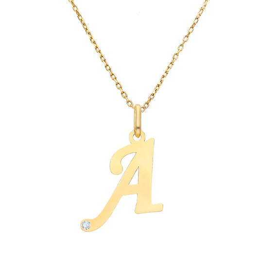 Gold-Anhänger 585 Buchstabe schräg A