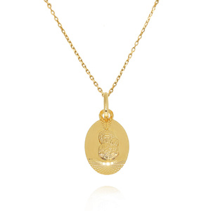 Goldener Anhänger 585 ovale Medaille mit der Muttergottes von Tschenstochau
