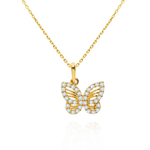Goldener Anhänger Schmetterling 585 Schmetterling durchbrochen Zirkonia