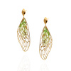 Goldanhänger Ohrringe 585 Schmetterlingsflügel Diamant grün emailliert am Stab