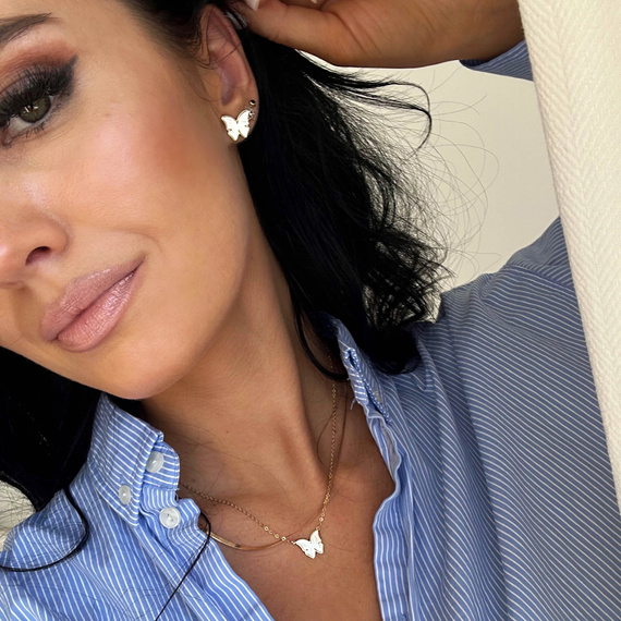 Gold Schmetterling Halskette 585 Schmetterling Perlmutt Diamant Fußkettchen Kette