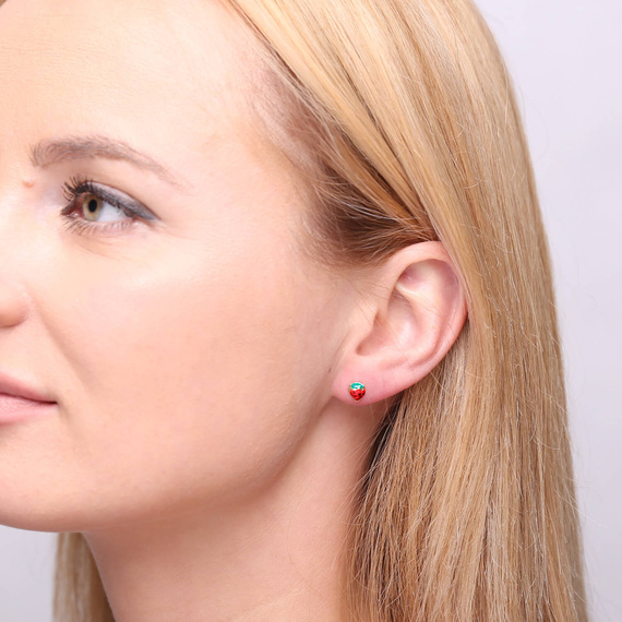 Erdbeere Gold Post Ohrringe für Mädchen 585