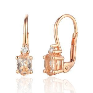 Goldohrringe 585 Tränenmorganit Diamanten Roségold 0,93 ct