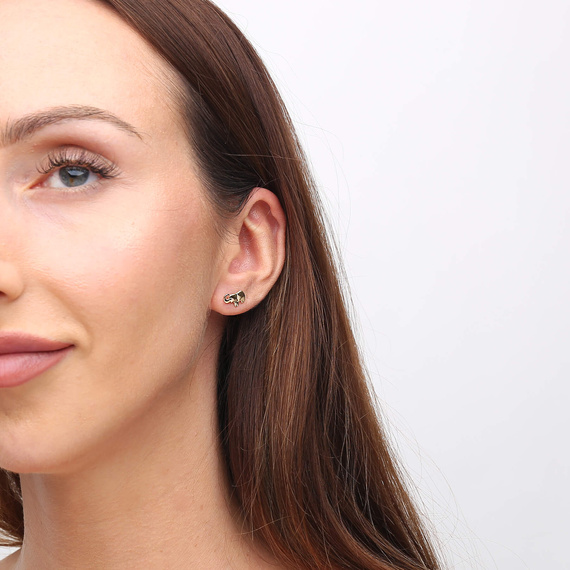 Goldene Ohrringe Elefanten 585 glatte Elefanten auf Steckern