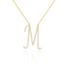 Feierliche Goldkette 585 Buchstabe M groß mit Zirkonen