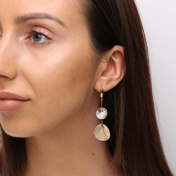 Gold-Anhänger-Ohrringe 585 lange Diamant-Reifen-Ohrringe