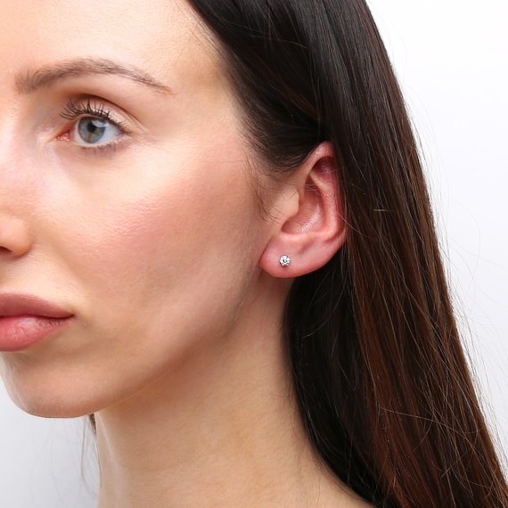 Gold-Ohrringe 585 ovale Rubine Diamanten 0,71 ct