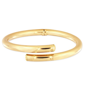 Goldarmband klobig steifer Kreis 585 Armreif Weiß- und Gelbgold Diamant halboffenes Scharnierarmband