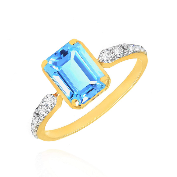 Goldring 585 Saphir 0,43 Karat Diamanten 0,14 Karat 