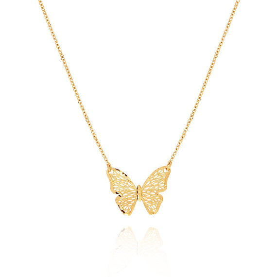 Damen Gold 585 Schmetterling Diamant Fußkettchen Kette Halskette