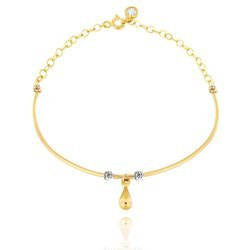 Steifes Goldarmband mit Perlen und Tränen 585