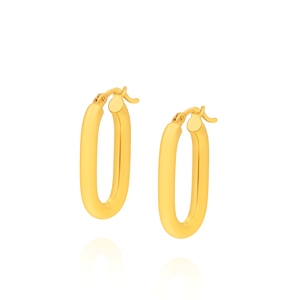 Gold 585 glatte runde rechteckige Ohrringe mit Verschluss 2 cm