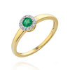 Gold runder Ring 585 Smaragd 0,28 ct Diamanten 0,06 ct