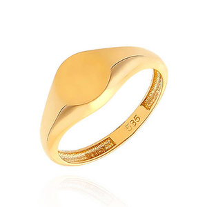 Gold Damenring 585 Siegelring rund schlicht Gravur