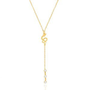 Goldene Krawattenhalskette 585 Schlange mit Zirkonen