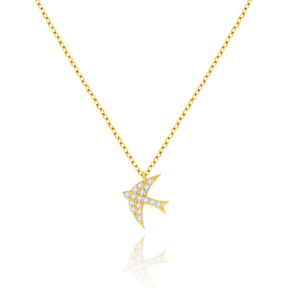 Gold Schwalbe Halskette mit Zirkonen celebritory 585