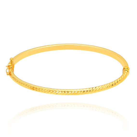 Gold 585 diamond twist circle starrer Armreif mit Schnappverschluss