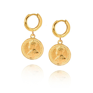Goldanhänger-Ohrringe 585 Münzreifen mit Schnappverschluss