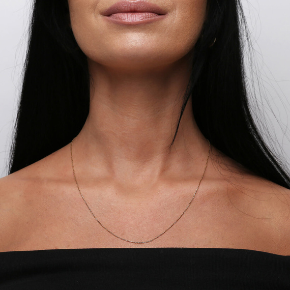 Goldkette 585 Ankier Diamant 1 mm runde Glieder verstellbare Länge 42 - 45 cm