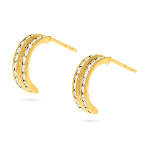 Halbkreisförmige Ohrringe aus Gold mit Zirkonen 585