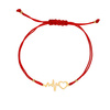 585 Gold Armband auf roter Schnur Puls Lebensader und Herz Perlen