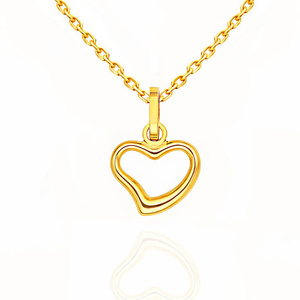 Goldener Anhänger Herz 585 diamantiert 3D Gelbgold