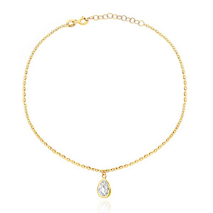 Gold-Bein-Armband mit Ringen 585 feierlichen Kreisen und Zirkonen