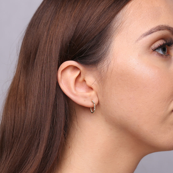 Gold-Diamant-Reifen-Ohrringe 14mm auf Post 585 Anelli