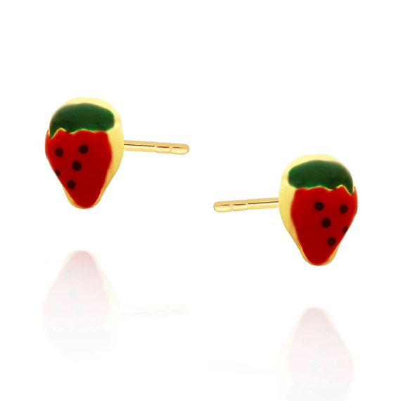 Erdbeere Gold Post Ohrringe für Mädchen 585