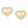 Gold 585 Herz Ohrringe mit Zirkonen Post