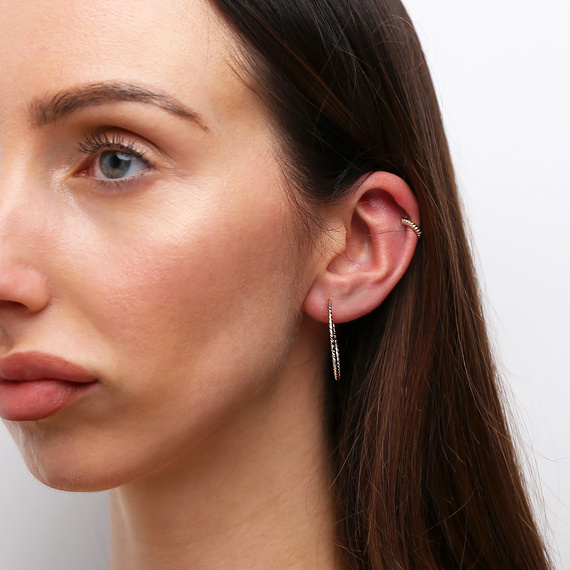 Gold 585 Diamant-Reifenohrringe Durchmesser 2 cm