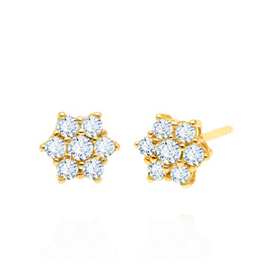 Gold Blume Ohrringe 585 Zirkonia Post minimalistisch