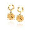 Goldanhänger-Ohrringe 585 Münzreifen mit Schnappverschluss