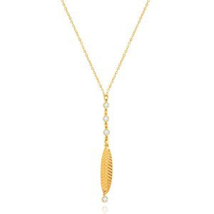 Gold 585 Federband-Halskette mit Zirkonen