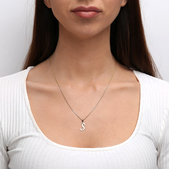 Gold-Anhänger 585 Buchstabe schräg S