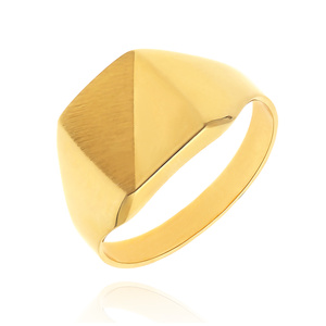 Großer quadratischer Siegelring für Herren aus Gold 585 satiniert