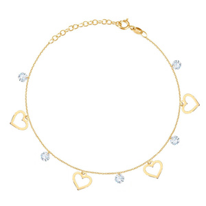 Gold-Bein-Armband mit Ringen 585 feierlichen Kreisen und Zirkonen