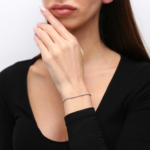 Gold 585 Tennisarmband mit weißen Tennisdiamanten 0,49 ct